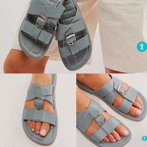 Free People Leather Buckle Sandal Sloan Stormy Sea